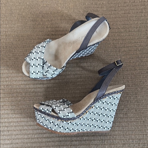 Jean-Michel Cazabat Patterned Wedge Sandals - Picture 1 of 8